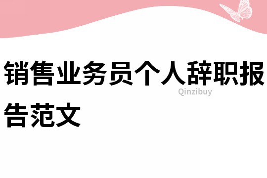 销售业务员个人辞职报告范文