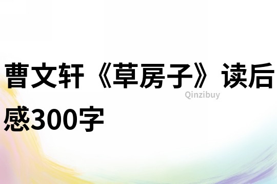 曹文轩《草房子》读后感300字