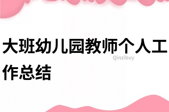 大班幼儿园教师个人工作总结