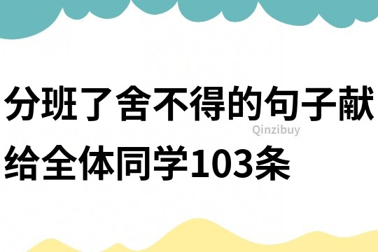 分班了舍不得的句子献给全体同学103条