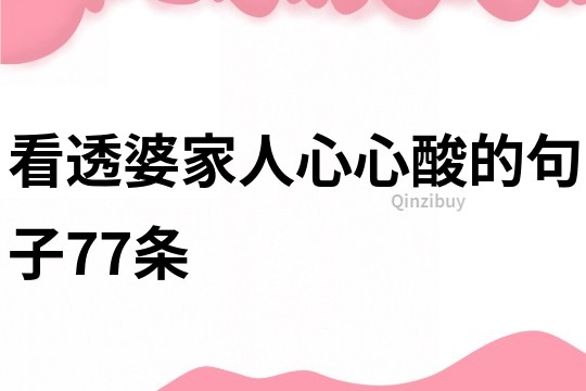 看透婆家人心心酸的句子77条