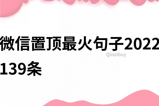 微信置顶最火句子2022139条