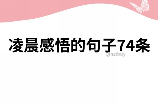 凌晨感悟的句子74条