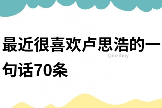 最近很喜欢卢思浩的一句话70条