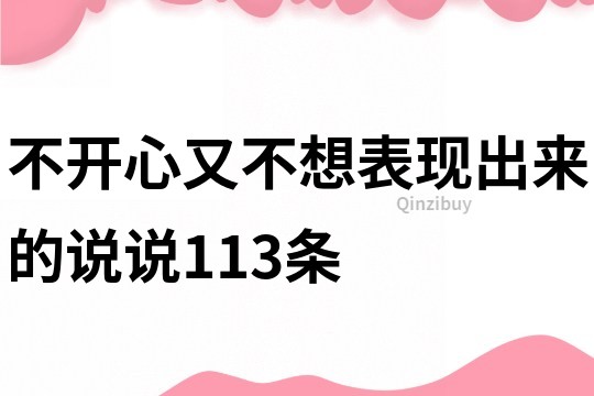 不开心又不想表现出来的说说113条