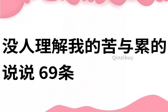 没人理解我的苦与累的说说	69条