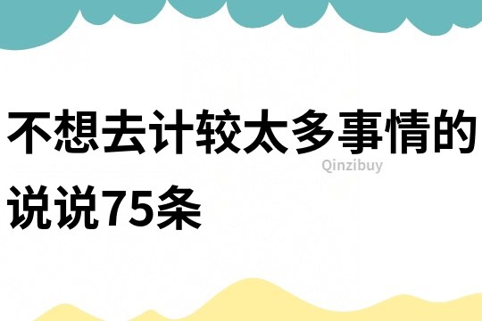 不想去计较太多事情的说说75条