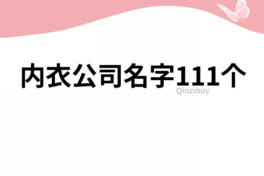 内衣公司名字111个