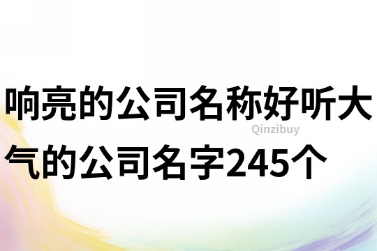 响亮的公司名称,好听大气的公司名字245个