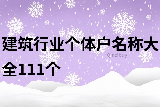 建筑行业个体户名称大全111个