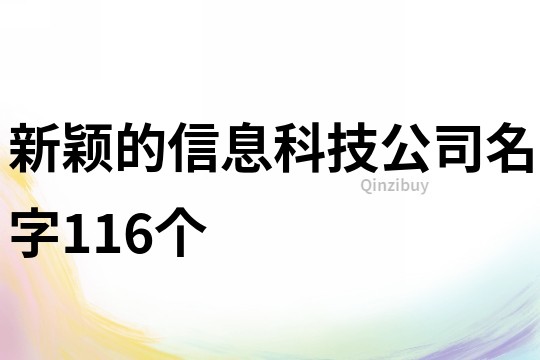 新颖的信息科技公司名字116个