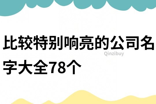 比较特别响亮的公司名字大全78个