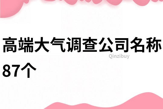 高端大气调查公司名称87个