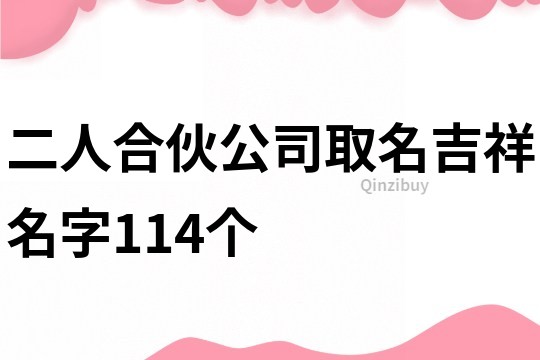 二人合伙公司取名吉祥名字114个