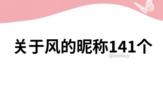 关于风的昵称141个