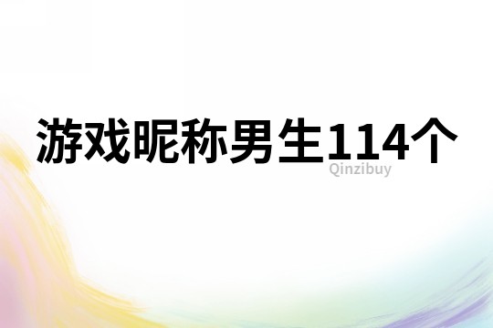 游戏昵称男生114个