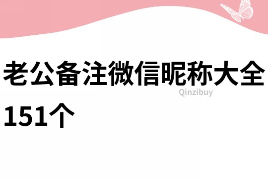 老公备注微信昵称大全151个