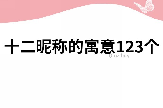 十二昵称的寓意123个