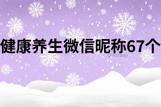 健康养生微信昵称67个