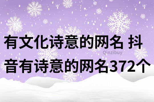 有文化诗意的网名 抖音有诗意的网名372个