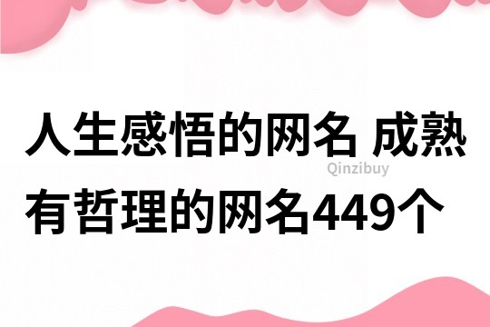 人生感悟的网名 成熟有哲理的网名449个