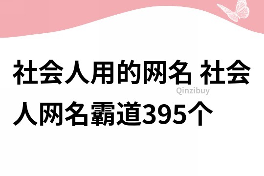 社会人用的网名 社会人网名霸道395个