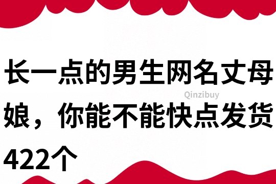 长一点的男生网名：丈母娘，你能不能快点发货422个