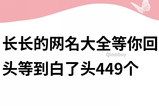 长长的网名大全：等你回头等到白了头449个