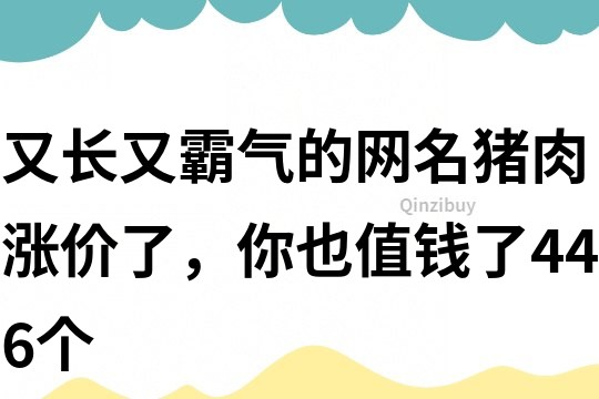 又长又霸气的网名：猪肉涨价了，你也值钱了446个