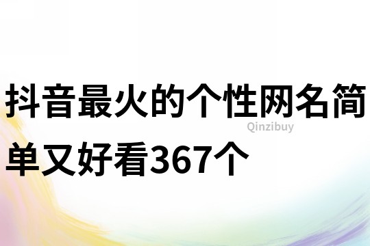 抖音最火的个性网名简单又好看367个