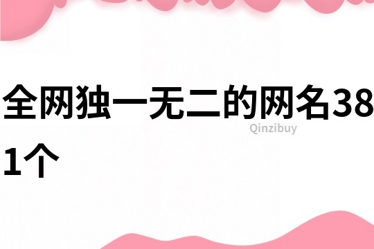 全网独一无二的网名381个