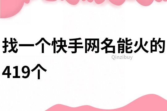 找一个快手网名能火的419个