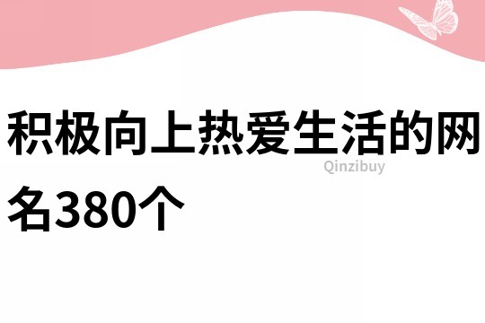 积极向上热爱生活的网名380个