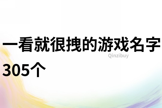 一看就很拽的游戏名字305个