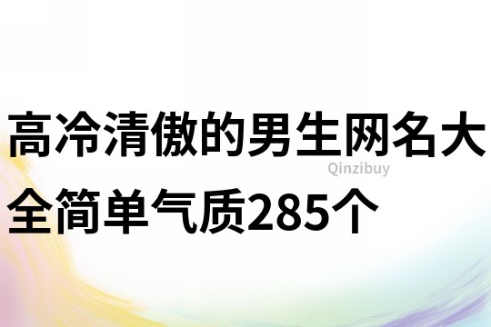 高冷清傲的男生网名大全简单气质285个