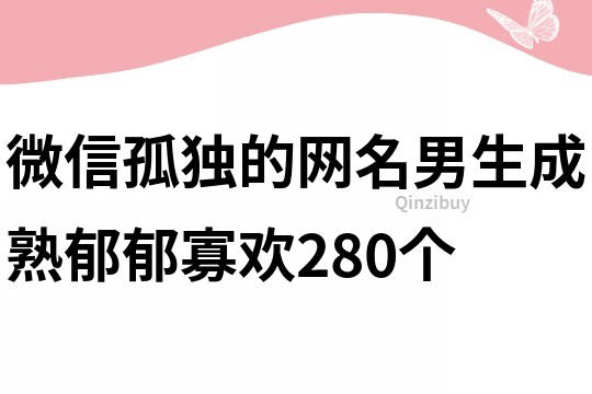 微信孤独的网名男生成熟郁郁寡欢280个