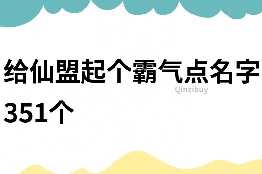 给仙盟起个霸气点名字351个