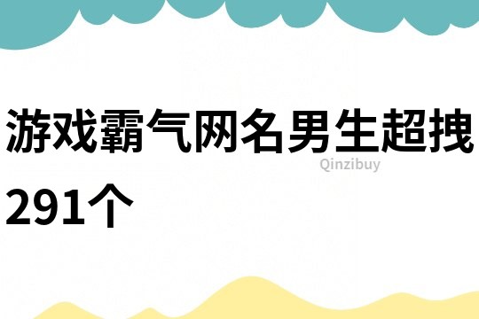 游戏霸气网名男生超拽291个