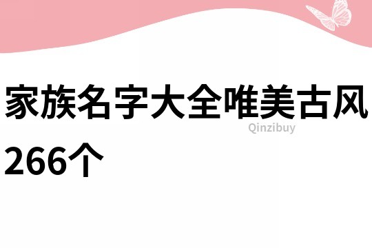 家族名字大全唯美古风266个