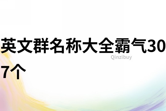 英文群名称大全霸气307个