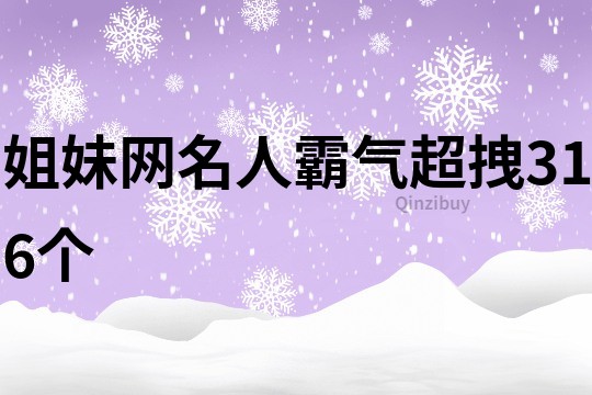 姐妹网名人霸气超拽316个