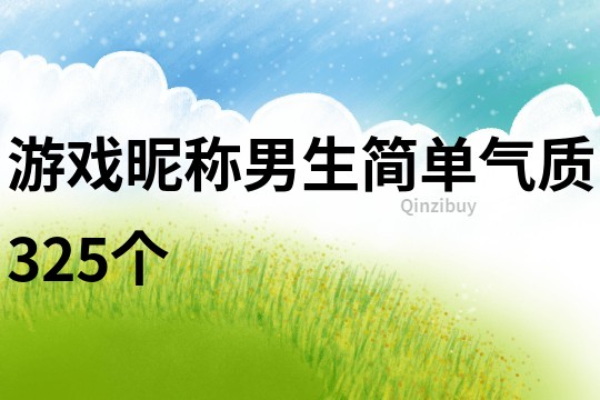 游戏昵称男生简单气质325个