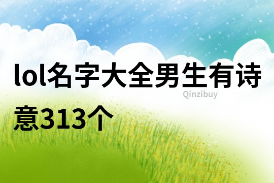 lol名字大全男生有诗意313个