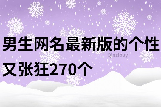 男生网名最新版的个性又张狂270个