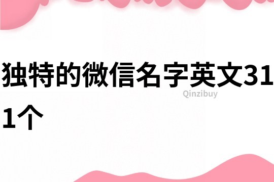 独特的微信名字英文311个