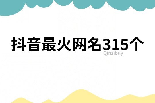 抖音最火网名315个