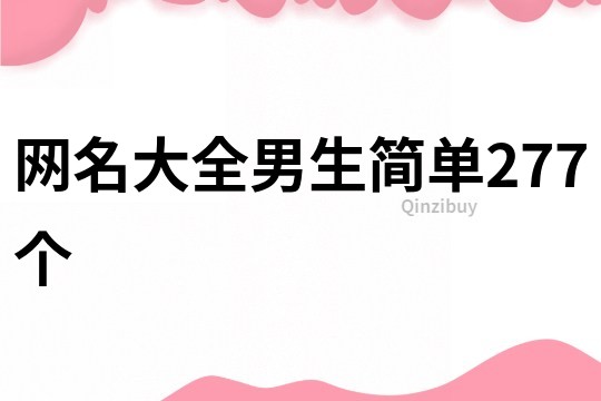 网名大全男生简单277个