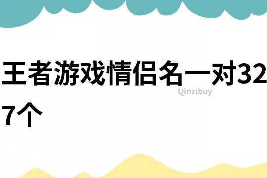 王者游戏情侣名一对327个