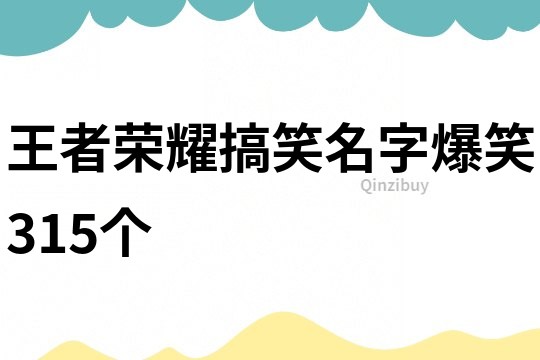 王者荣耀搞笑名字爆笑315个