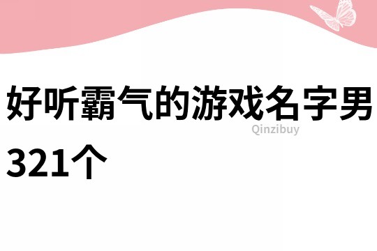 好听霸气的游戏名字男321个